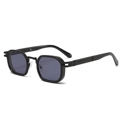 SHAUNA Retro Square Metal Sunglasses with black frame and dark gradient lenses – UV400 – Astroshadez
