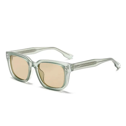SHAUNA square-frame sunglasses in translucent mint-green with gradient brown lenses – Astroshadez