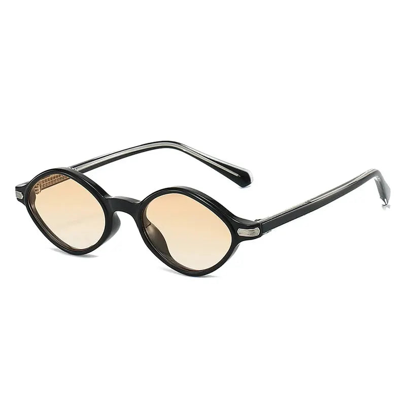 SHAUNA vintage polygon cat-eye sunglasses, black frame, amber gradient lenses, rivet accents – Astroshadez