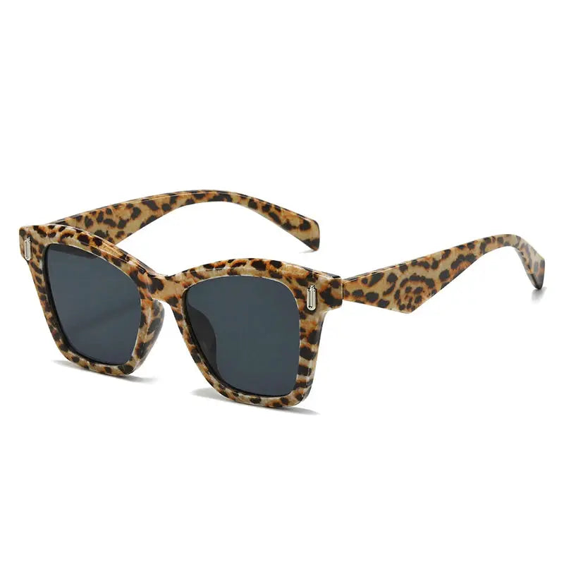 SHAUNA leopard-print cat-eye sunglasses with dark gradient lenses, retro rivet accents – Astroshadez