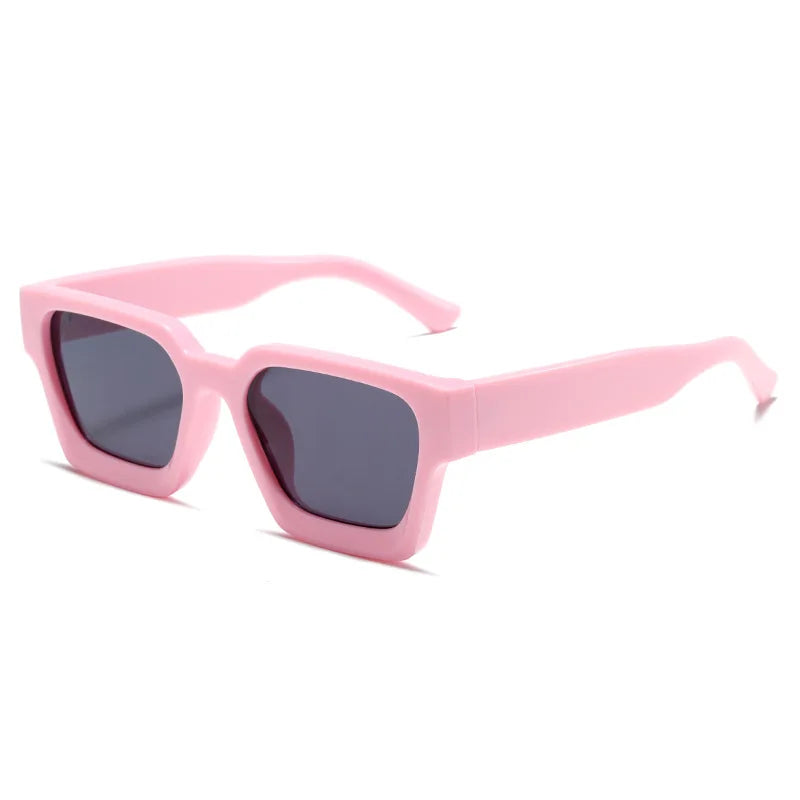 SHAUNA Retro Square Sunglasses Thick Frame Enhanced Metal Hinge UV400