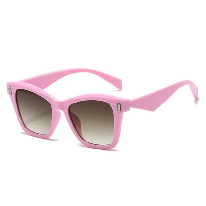 SHAUNA cat-eye sunglasses with pink frame and gradient brown lenses, retro rivet accents – Astroshadez