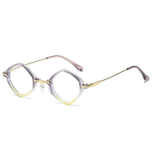 SHAUNA Retro polygon square sunglasses with lavender-clear frames, ocean gradient lenses – Astroshadez