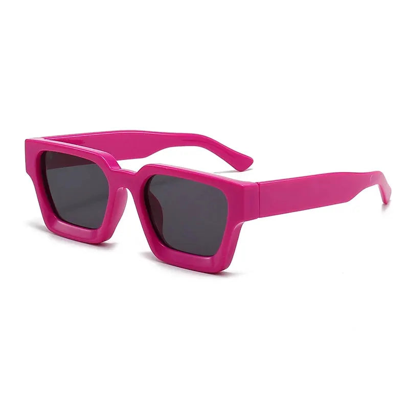 SHAUNA Ins square sunglasses with hot pink frame and dark lenses, retro style – Astroshadez