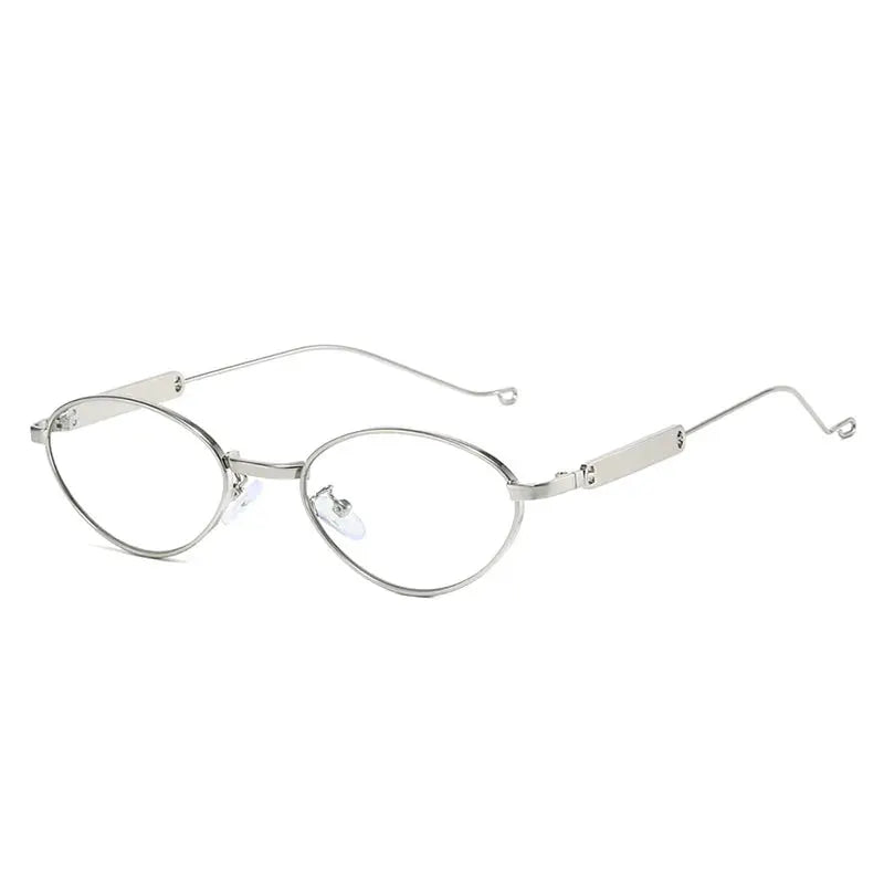 SHAUNA metal-frame small cat-eye sunglasses, silver frame with clear UV400 lenses – Astroshadez