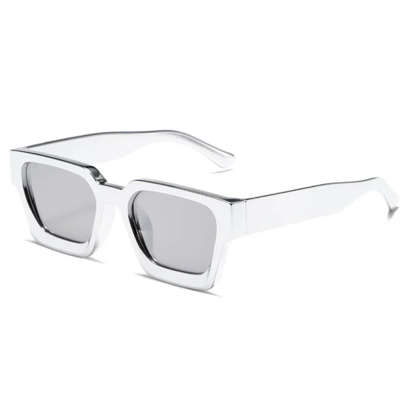 SHAUNA Retro Square Sunglasses Thick Frame Enhanced Metal Hinge UV400