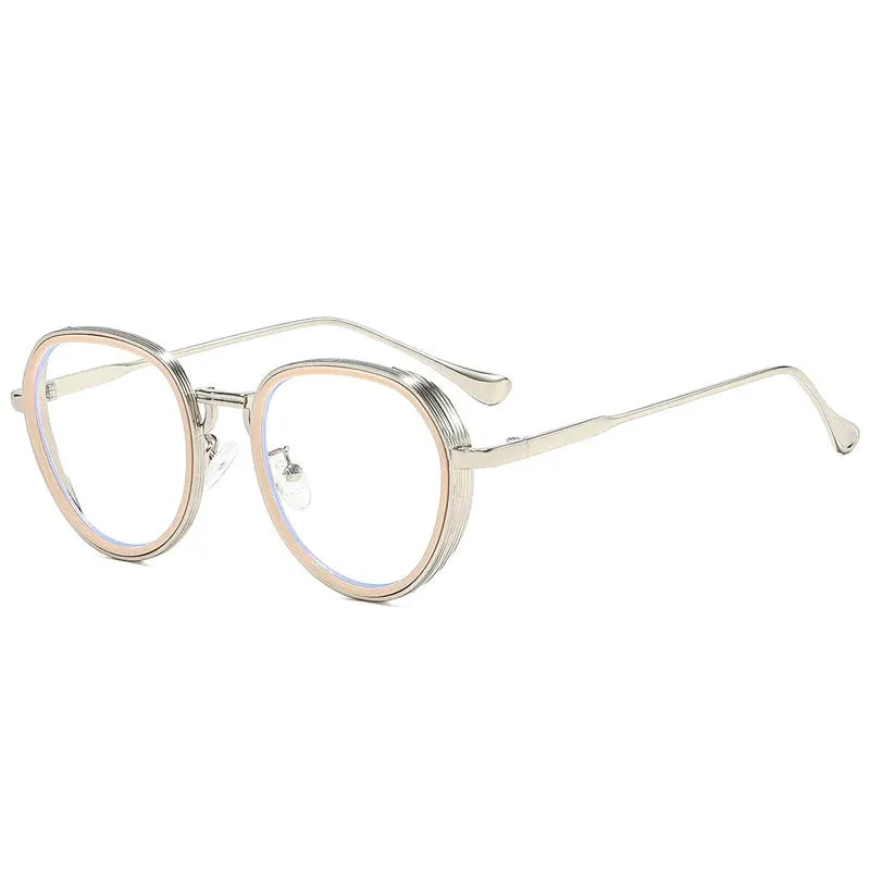 SHAUNA oval metal sunglasses, double-color frame with clear gradient lenses UV400 – Astroshadez