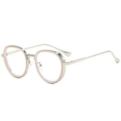 SHAUNA oval metal sunglasses, double-color frame with clear gradient lenses UV400 – Astroshadez
