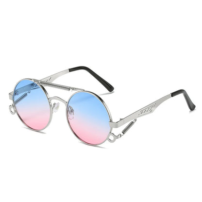 Noctis Matte Black Metal Round Double Bridge Sunglasses Astroshadez by ASTROSHADEZ.COM