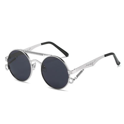 Noctis Matte Black Metal Round Double Bridge Sunglasses Astroshadez by ASTROSHADEZ.COM