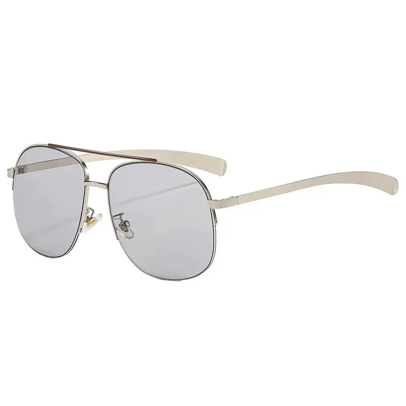 SHAUNA Retro Metal Double-Bridge Pilot Sunglasses with gold-tone frame and gray gradient lenses – Astroshadez