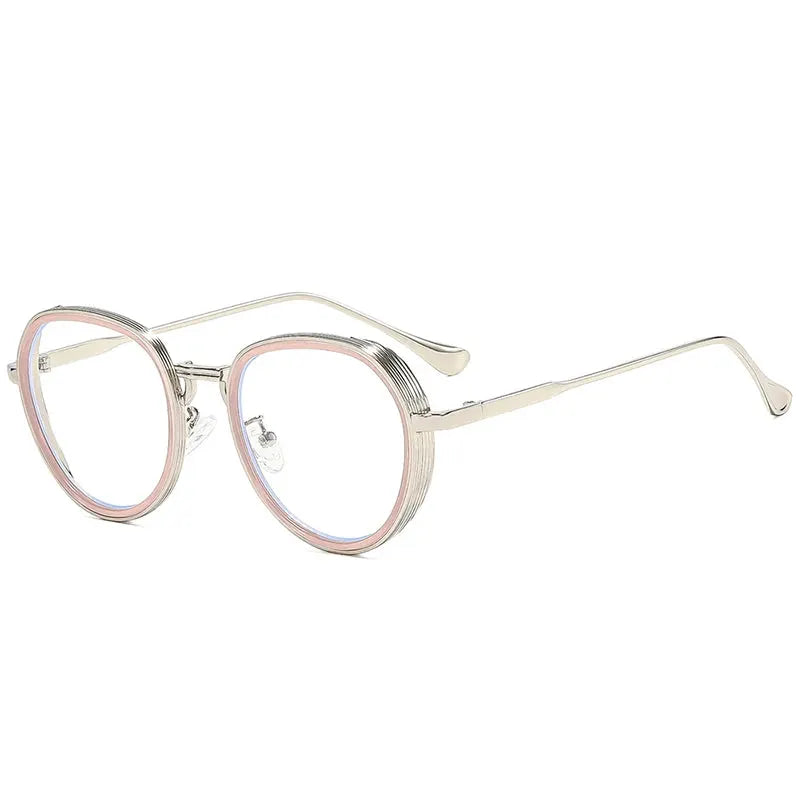 SHAUNA oval metal sunglasses with rose-gold and silver-tone double-color frame and pink gradient lenses UV400 – Astroshadez