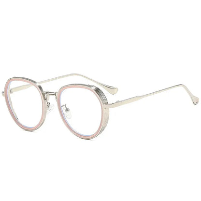 SHAUNA oval metal sunglasses with rose-gold and silver-tone double-color frame and pink gradient lenses UV400 – Astroshadez