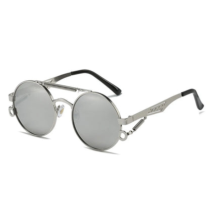 Noctis Matte Black Metal Round Double Bridge Sunglasses Astroshadez by ASTROSHADEZ.COM