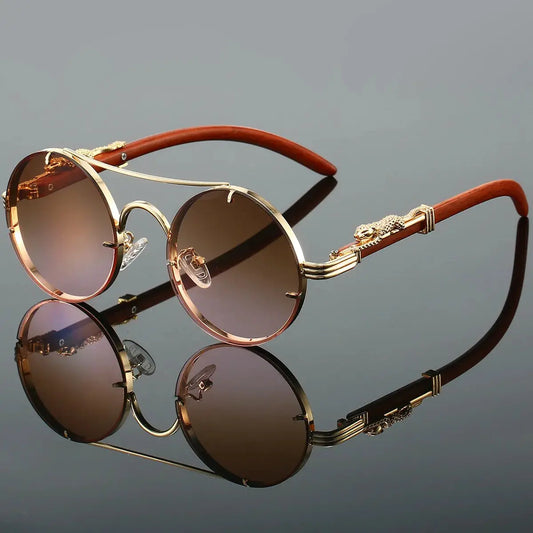 AureonLuxuria Goldtone Round Sunglasses Astroshadez by ASTROSHADEZ.COM