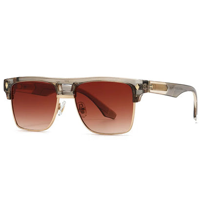 Aurelle Black Gold Oversize Half-Frame Sunglasses Astroshadez by ASTROSHADEZ.COM