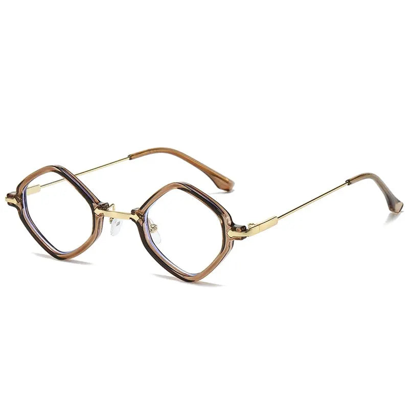 SHAUNA retro polygon-square sunglasses with translucent brown frames and ocean gradient lenses – Astroshadez