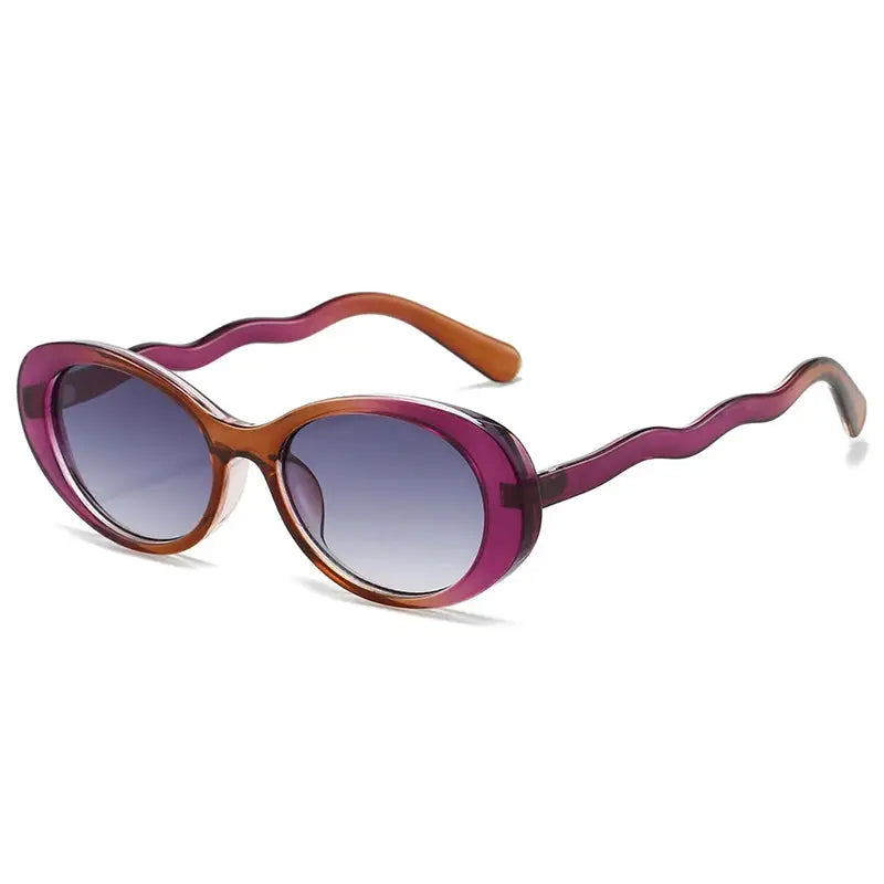 SHAUNA oval sunglasses with pink-purple double-color translucent frame and blue-to-grey gradient UV400 lenses – Astroshadez