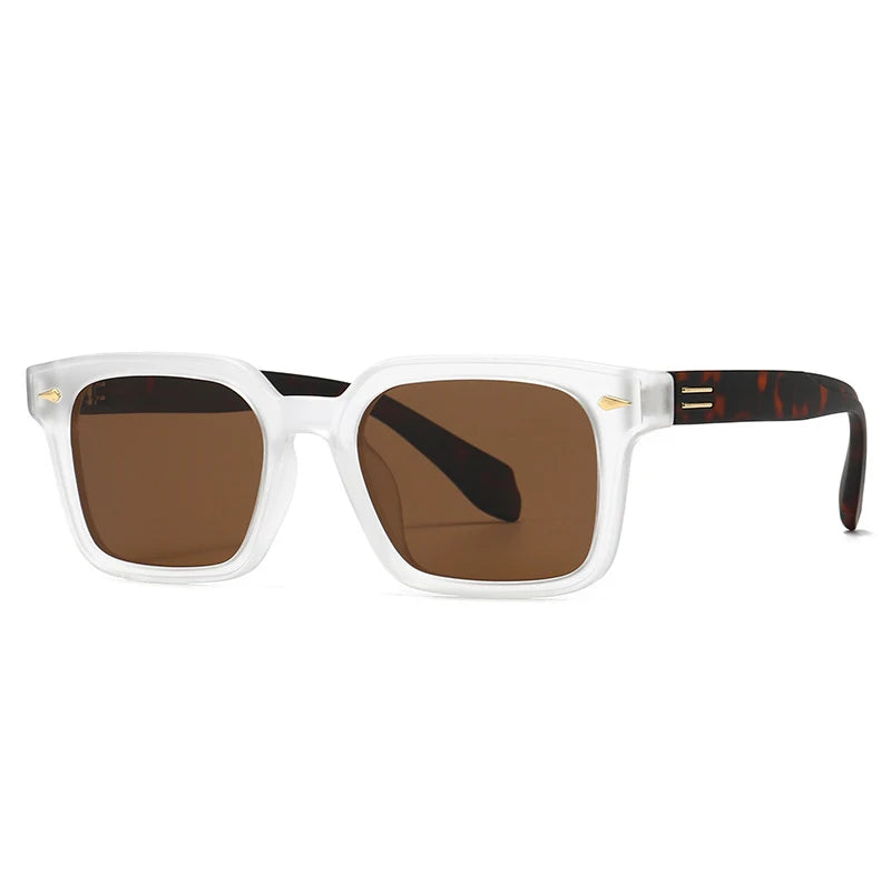SHAUNA New Square Polarized Sunglasses Men Shades UV400 Retro Rivets Women Trending Punk Outdoor Sun Glasses