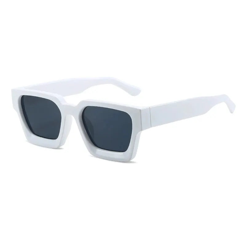 SHAUNA Ins square sunglasses with white frame and dark UV400 lenses – Astroshadez