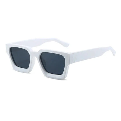 SHAUNA Ins square sunglasses with white frame and dark UV400 lenses – Astroshadez
