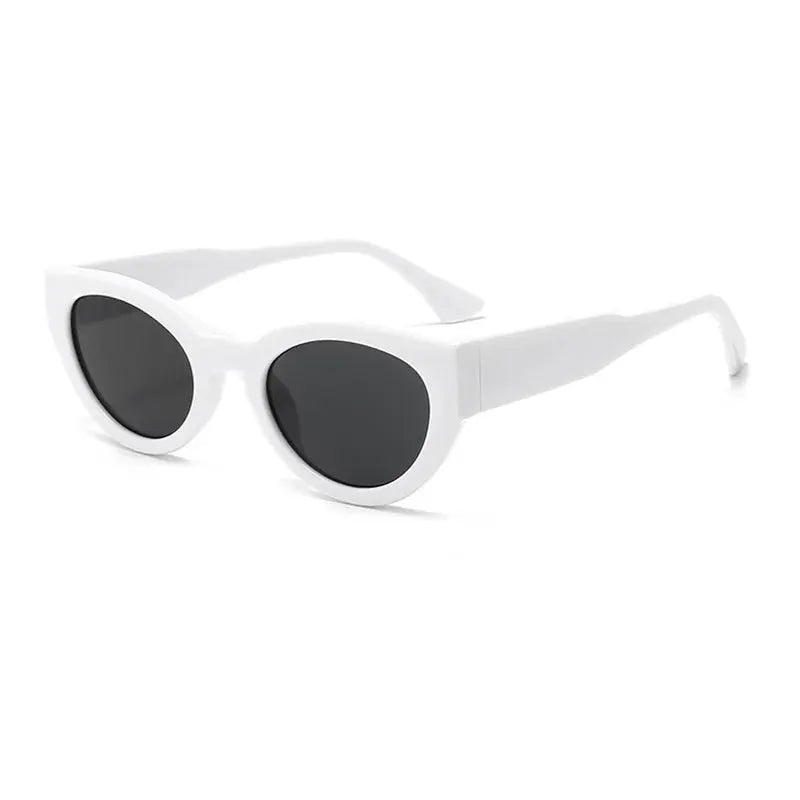 SHAUNA retro cat-eye sunglasses with white frame and dark lenses – Astroshadez