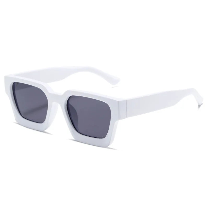 SHAUNA Retro Square Sunglasses Thick Frame Enhanced Metal Hinge UV400
