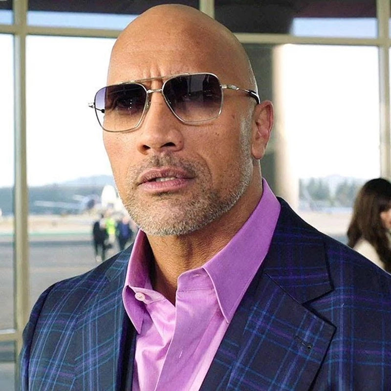 Men's Large Square Aviator 'The Rock' Johnson Celebrity Sunglasses –