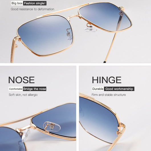 Classic Luxury Brand Designer Big Frame Square Sunglasses Men