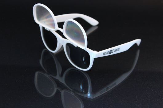 White Flip Diffraction Glasses (SPIRAL DIFFRACTION) Astroshadez-Glasses-Astroshadez-Spiral Diffraction (Weaker)-ASTROSHADEZ.COM