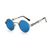 Womens 'Potter' Round/Circle Steampunk Sunglasses Astroshadez-ASTROSHADEZ.COM-Silver frame w/ blue lens-ASTROSHADEZ.COM
