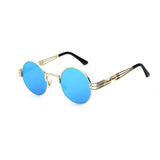 Womens 'Potter' Round/Circle Steampunk Sunglasses Astroshadez-ASTROSHADEZ.COM-Gold frame w/ blue lens-ASTROSHADEZ.COM