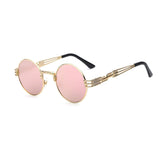 Womens 'Potter' Round/Circle Steampunk Sunglasses Astroshadez-ASTROSHADEZ.COM-Gold frame w/ pink lens-ASTROSHADEZ.COM