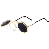Unisex 'Flex' Vintage Steampunk Sunglasses w/ Flip Lens Astroshadez-ASTROSHADEZ.COM-Gold frame w/ tint lens-ASTROSHADEZ.COM