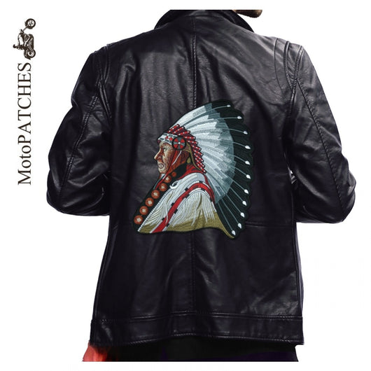 Indian Chief Tribe Motorcycle Jacket Biker Vest Patch Skull Embroidered Iron-ASTROSHADEZ.COM-ASTROSHADEZ.COM