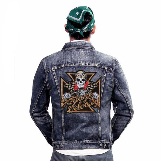 VINTAGE VELOCITY MC Biker Patch Set Iron On Vest Jacket Rocker Hells LARGE