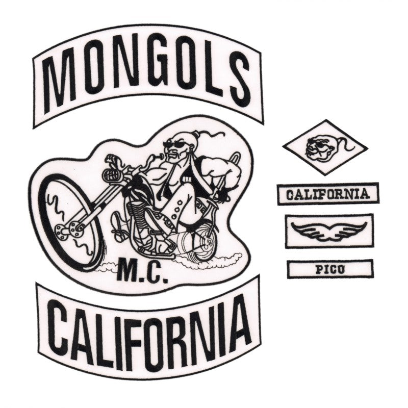 MONGOLS CALIFORNIA MC Biker Patch Set Iron On Vest Jacket Rocker ...