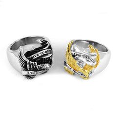 Live To Ride Eagle Biker Ring Stainless Steel Ring Jewelry Silver Gold Classic Motor cycles Biker Men Ring SWR0005A-ASTROSHADEZ.COM-ASTROSHADEZ.COM