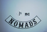 NOMADS 1% MC BLACK GRAY BIKER PATCH SET IRON ON VEST JACKET-ASTROSHADEZ.COM-ASTROSHADEZ.COM