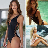 Ladies Brazilian One-Piece Swimsuit Lace Up Bikini Push Up Padding Swimwear Women Summer Suit Monokini Swimsuit Bathing Suit US-ASTROSHADEZ.COM-ASTROSHADEZ.COM