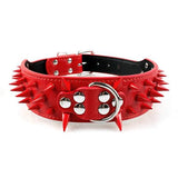 2inch Wide Cool Sharp Spiked Studded Leather Dog Collars 15-24' For Large Breeds Pitbull Mastiff Boxer Bully 4 Sizes-ASTROSHADEZ.COM-Red Red Spike-S-ASTROSHADEZ.COM