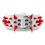 2inch Wide Cool Sharp Spiked Studded Leather Dog Collars 15-24' For Large Breeds Pitbull Mastiff Boxer Bully 4 Sizes-ASTROSHADEZ.COM-White Red Spike-S-ASTROSHADEZ.COM