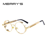 MERRY'S Vintage Women Steampunk Sunglasses Brand Design Round Sunglasses Oculos de sol UV400 Astroshadez-ASTROSHADEZ.COM-C14 Gold Clear-ASTROSHADEZ.COM
