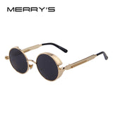 MERRY'S Vintage Women Steampunk Sunglasses Brand Design Round Sunglasses Oculos de sol UV400 Astroshadez-ASTROSHADEZ.COM-C03 Gold Black-ASTROSHADEZ.COM