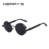 MERRY'S Vintage Women Steampunk Sunglasses Brand Design Round Sunglasses Oculos de sol UV400 Astroshadez-ASTROSHADEZ.COM-C01 Black Black-ASTROSHADEZ.COM