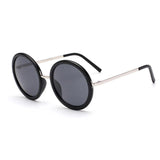 Unisex 'Hello' Circle/Round Retro Teashades Sunglasses Astroshadez-ASTROSHADEZ.COM-Matte Black w/ Silver Arms-ASTROSHADEZ.COM