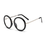 Unisex 'Hello' Circle/Round Retro Teashades Sunglasses Astroshadez-ASTROSHADEZ.COM-Bright Black w/ Clear Lens-ASTROSHADEZ.COM