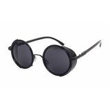 Unisex 'Heritage' Round Circle Side Shield Vintage Retro Sunglasses Astroshadez-ASTROSHADEZ.COM-Black Frame Gray Lens-ASTROSHADEZ.COM