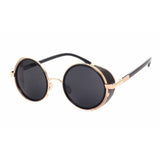 Unisex 'Heritage' Round Circle Side Shield Vintage Retro Sunglasses Astroshadez-ASTROSHADEZ.COM-Gold Frame Gray Lens-ASTROSHADEZ.COM
