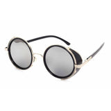 Unisex 'Heritage' Round Circle Side Shield Vintage Retro Sunglasses Astroshadez-ASTROSHADEZ.COM-Black Frame Silver Lens-ASTROSHADEZ.COM